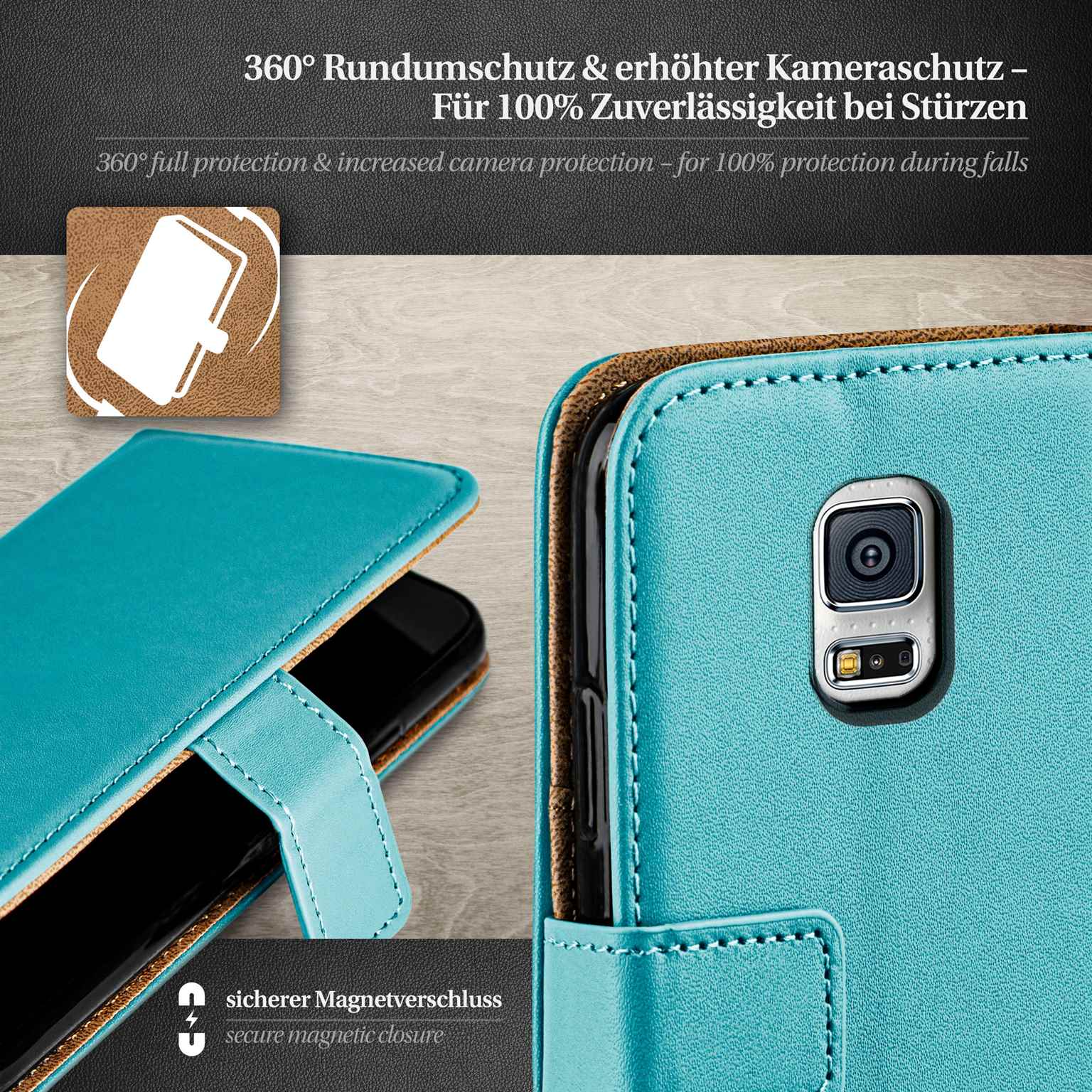 moex Book Case für Samsung Galaxy S5 Mini Klapphülle mit Kartenfach – Weiteres Produktbild 3 moex Book Case für Samsung Galaxy S5 Mini Klapphülle mit Kartenfach – Weiteres Produktbild 3