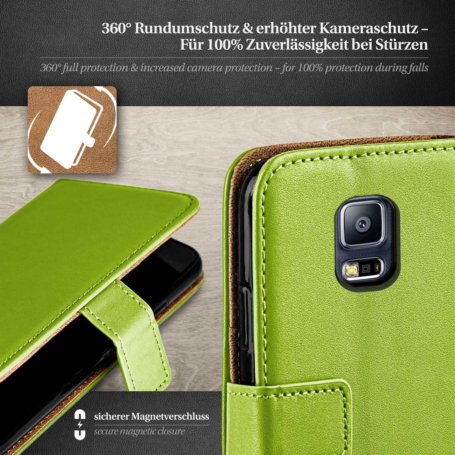 moex Book Case für Samsung Galaxy S5 Klapphülle mit Kartenfach – Weiteres Produktbild 3