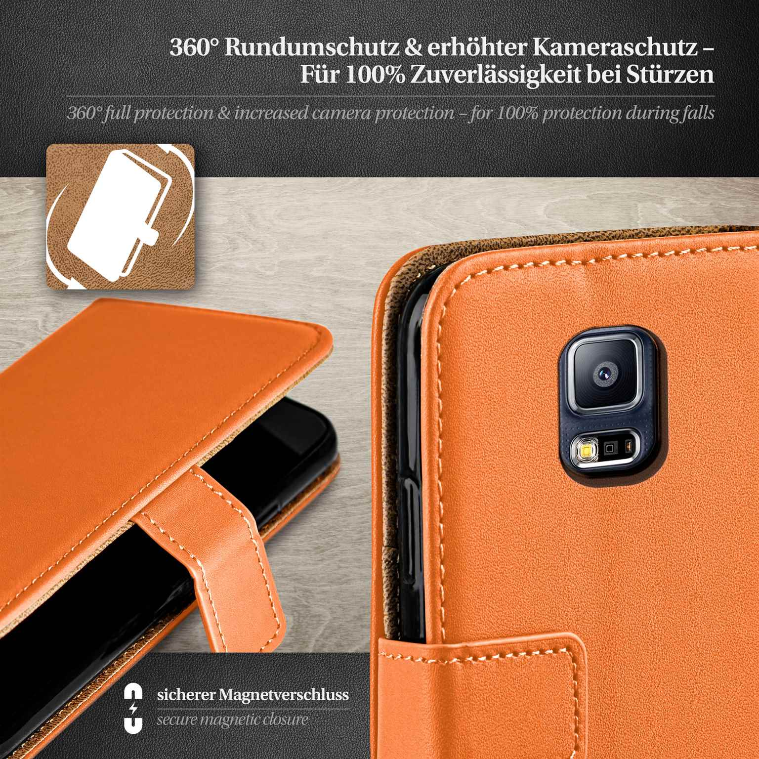 moex Book Case für Samsung Galaxy S5 Klapphülle mit Kartenfach – Weiteres Produktbild 3