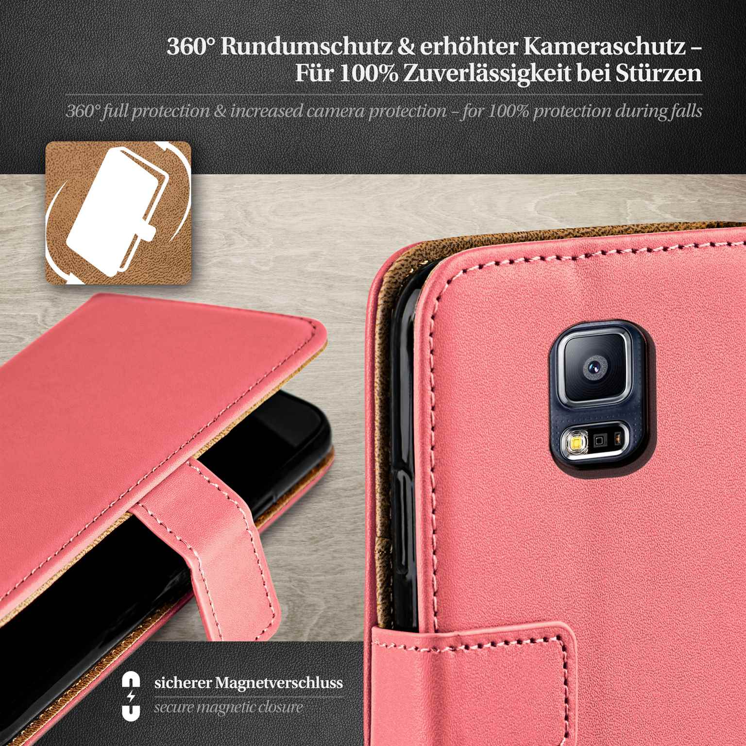 moex Book Case für Samsung Galaxy S5 Klapphülle mit Kartenfach – Weiteres Produktbild 3
