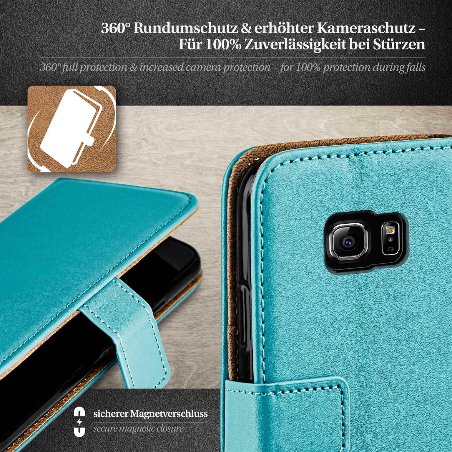 moex Book Case für Samsung Galaxy S6 Edge Klapphülle mit Kartenfach – Weiteres Produktbild 3