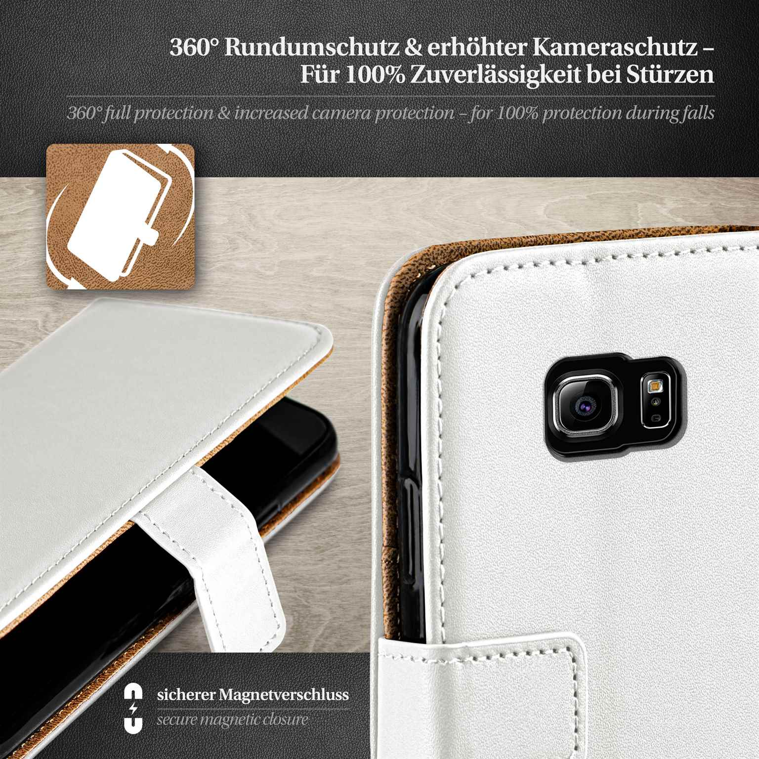 moex Book Case für Samsung Galaxy S6 Edge Klapphülle mit Kartenfach – Weiteres Produktbild 3