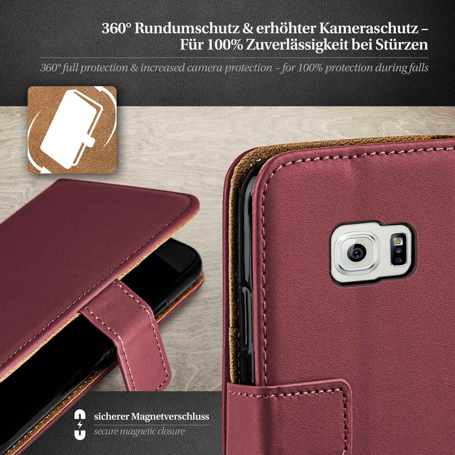 moex Book Case für Samsung Galaxy S6 Klapphülle mit Kartenfach – Weiteres Produktbild 3
