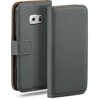 moex moex Book Case für Samsung Galaxy S6 Klapphülle mit Kartenfach – Anthracite-Gray