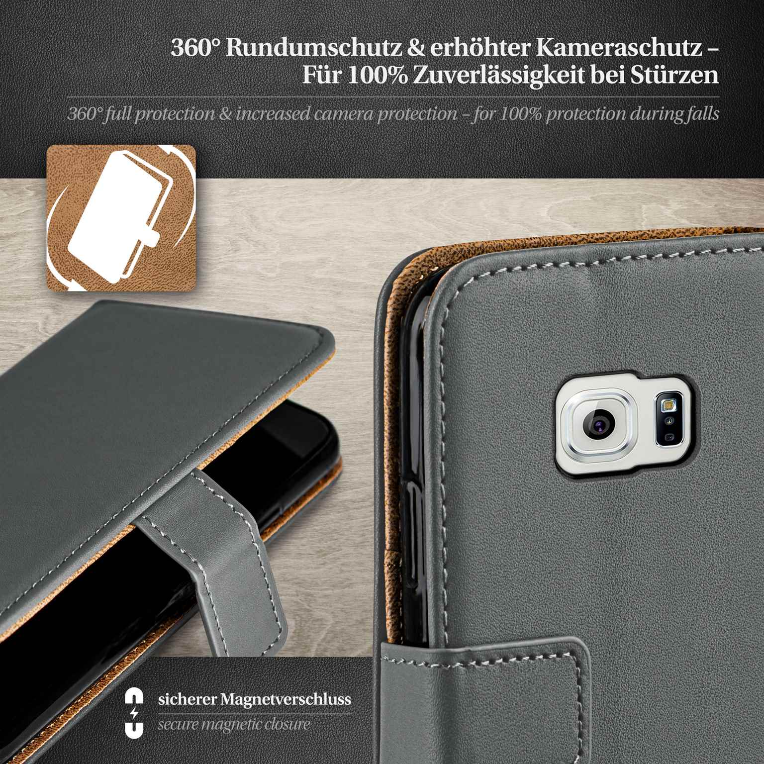 moex Book Case für Samsung Galaxy S6 Klapphülle mit Kartenfach – Weiteres Produktbild 3 moex Book Case für Samsung Galaxy S6 Klapphülle mit Kartenfach – Weiteres Produktbild 3