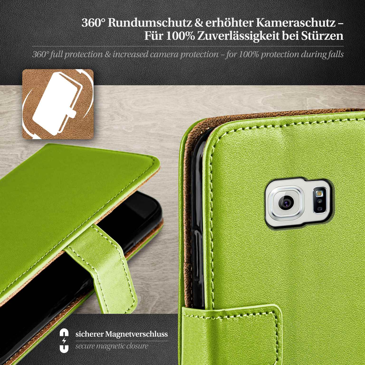 moex Book Case für Samsung Galaxy S6 Klapphülle mit Kartenfach – Weiteres Produktbild 3