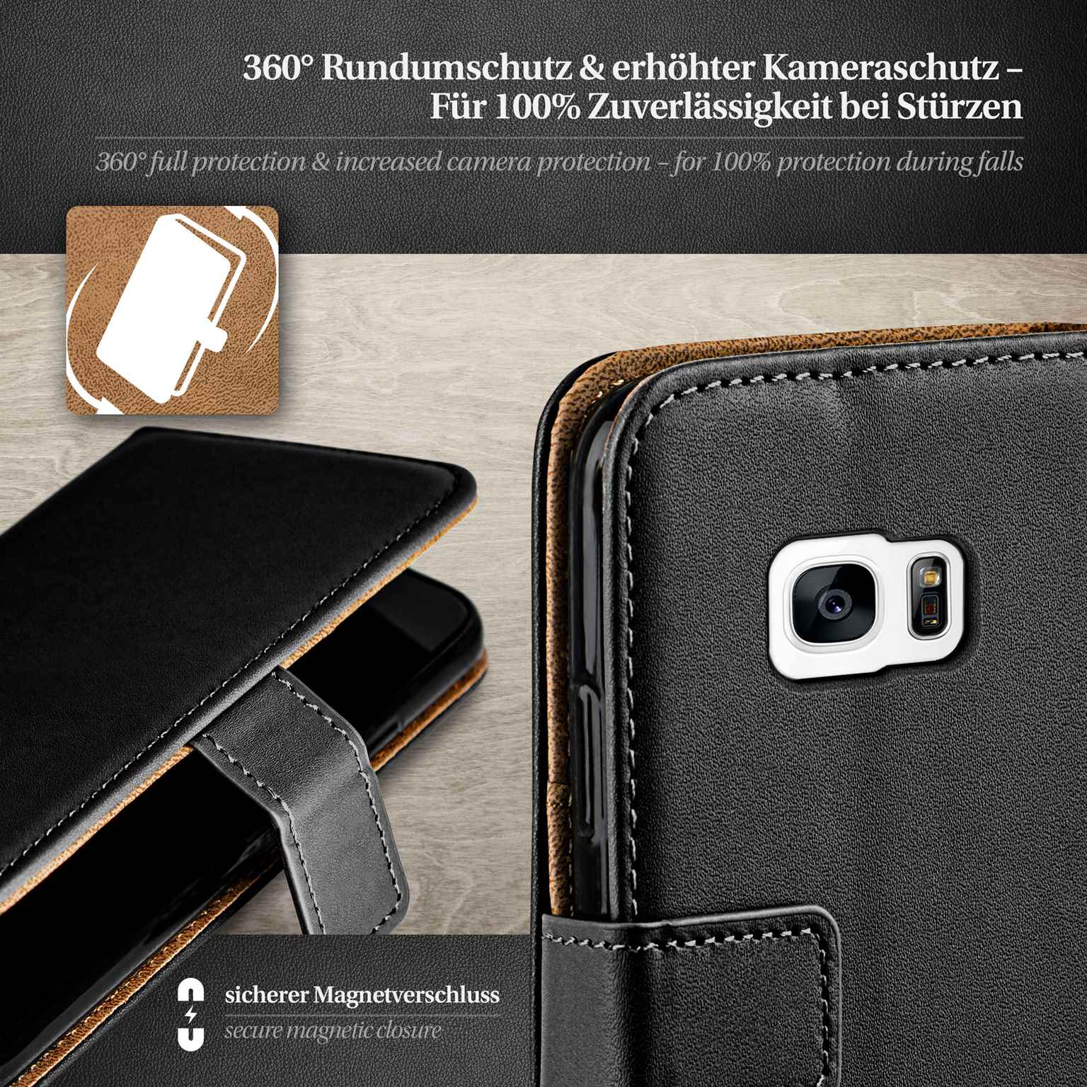 moex Book Case für Samsung Galaxy S7 Klapphülle mit Kartenfach – Weiteres Produktbild 3