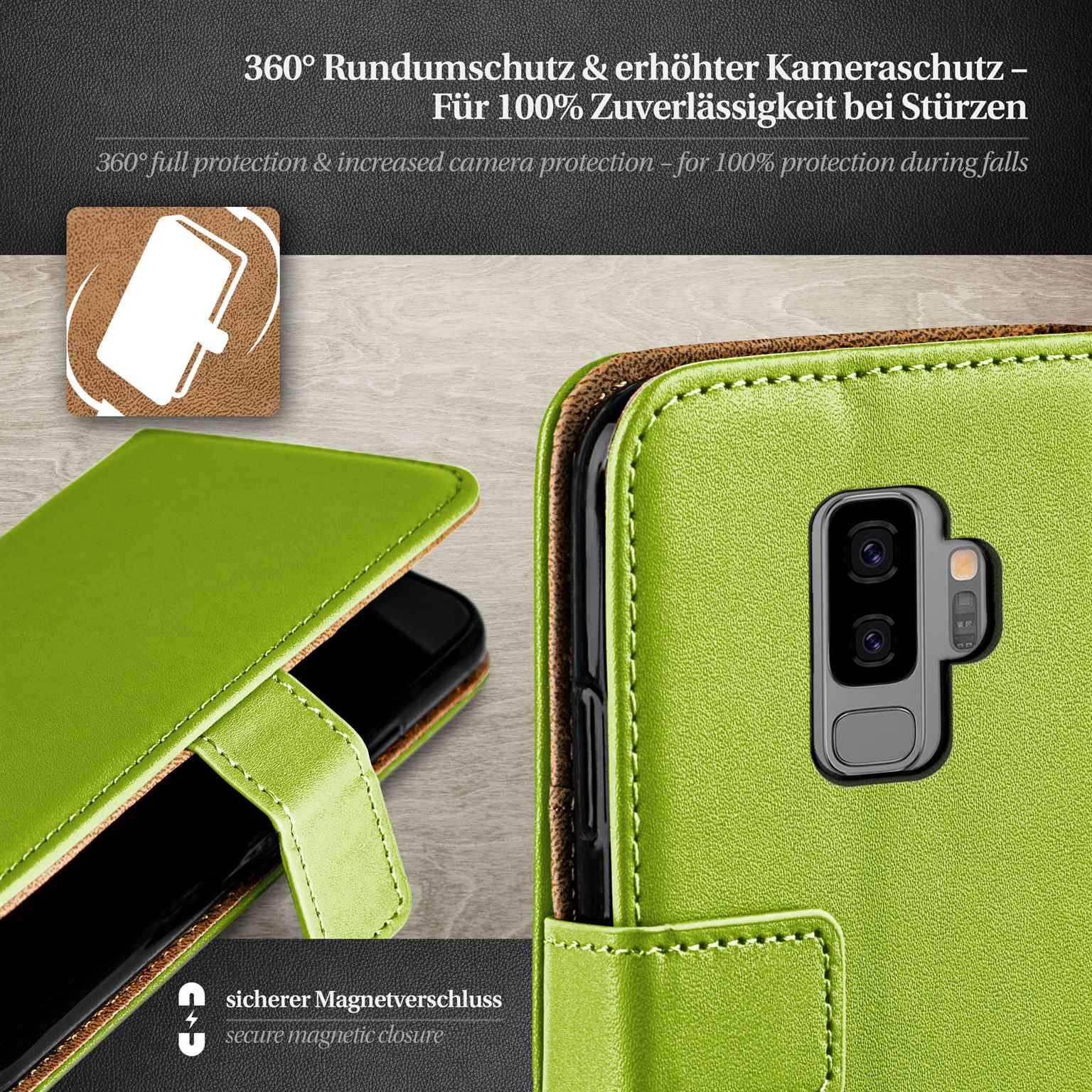 moex Book Case für Samsung Galaxy S9 Plus Klapphülle mit Kartenfach – Weiteres Produktbild 2