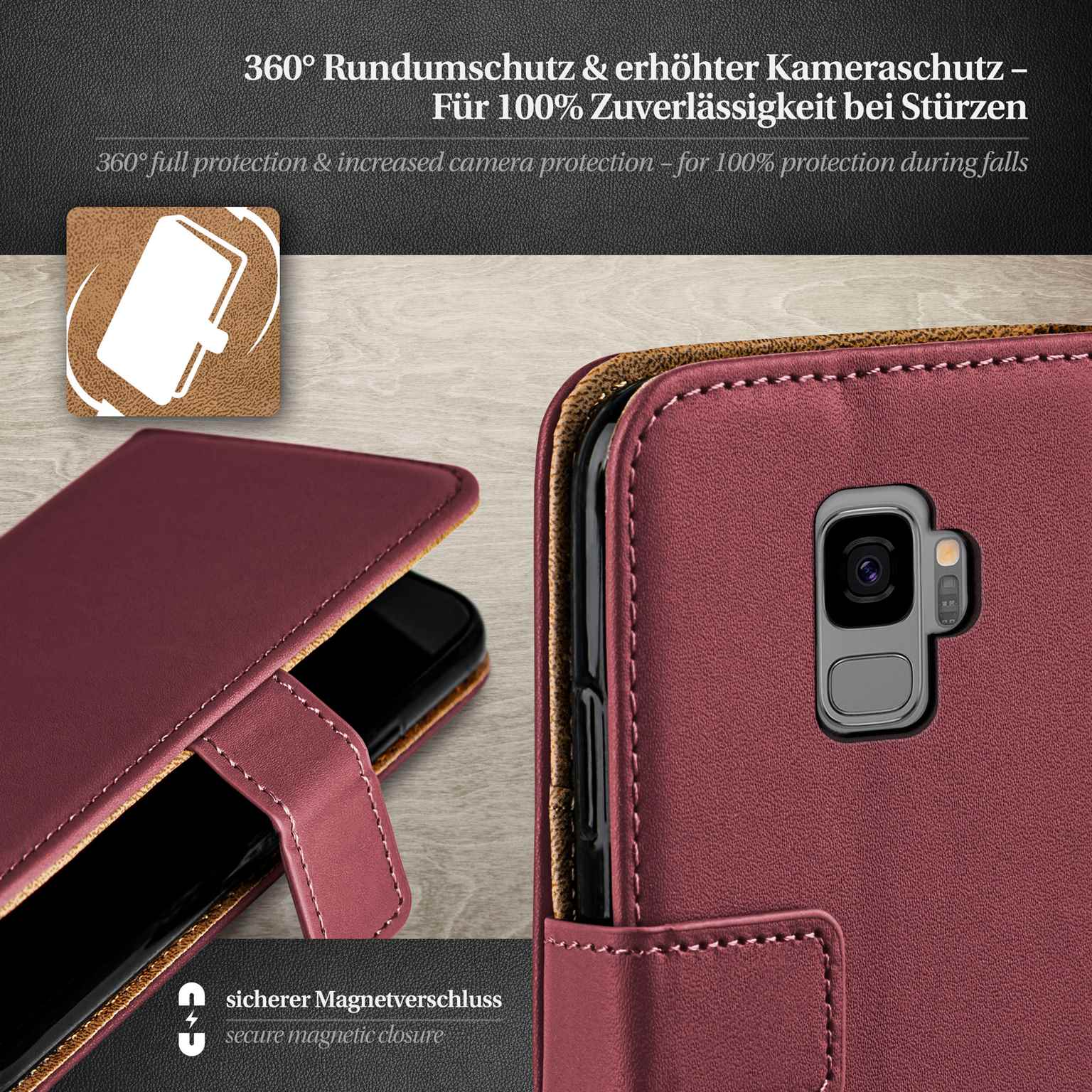moex Book Case für Samsung Galaxy S9 Klapphülle mit Kartenfach – Weiteres Produktbild 3