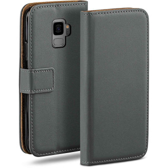 moex moex Book Case für Samsung Galaxy S9 Klapphülle mit Kartenfach – Anthracite-Gray