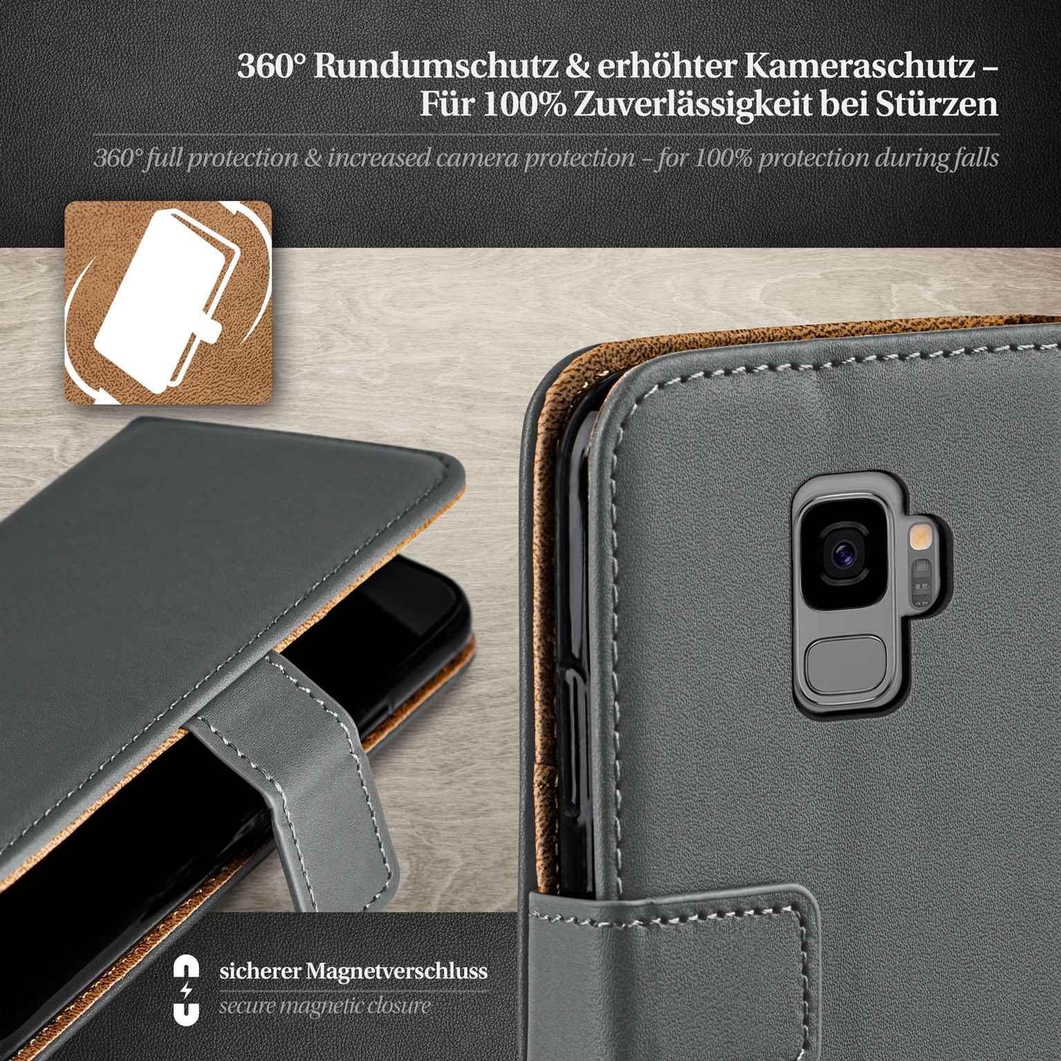 moex Book Case für Samsung Galaxy S9 Klapphülle mit Kartenfach – Weiteres Produktbild 3