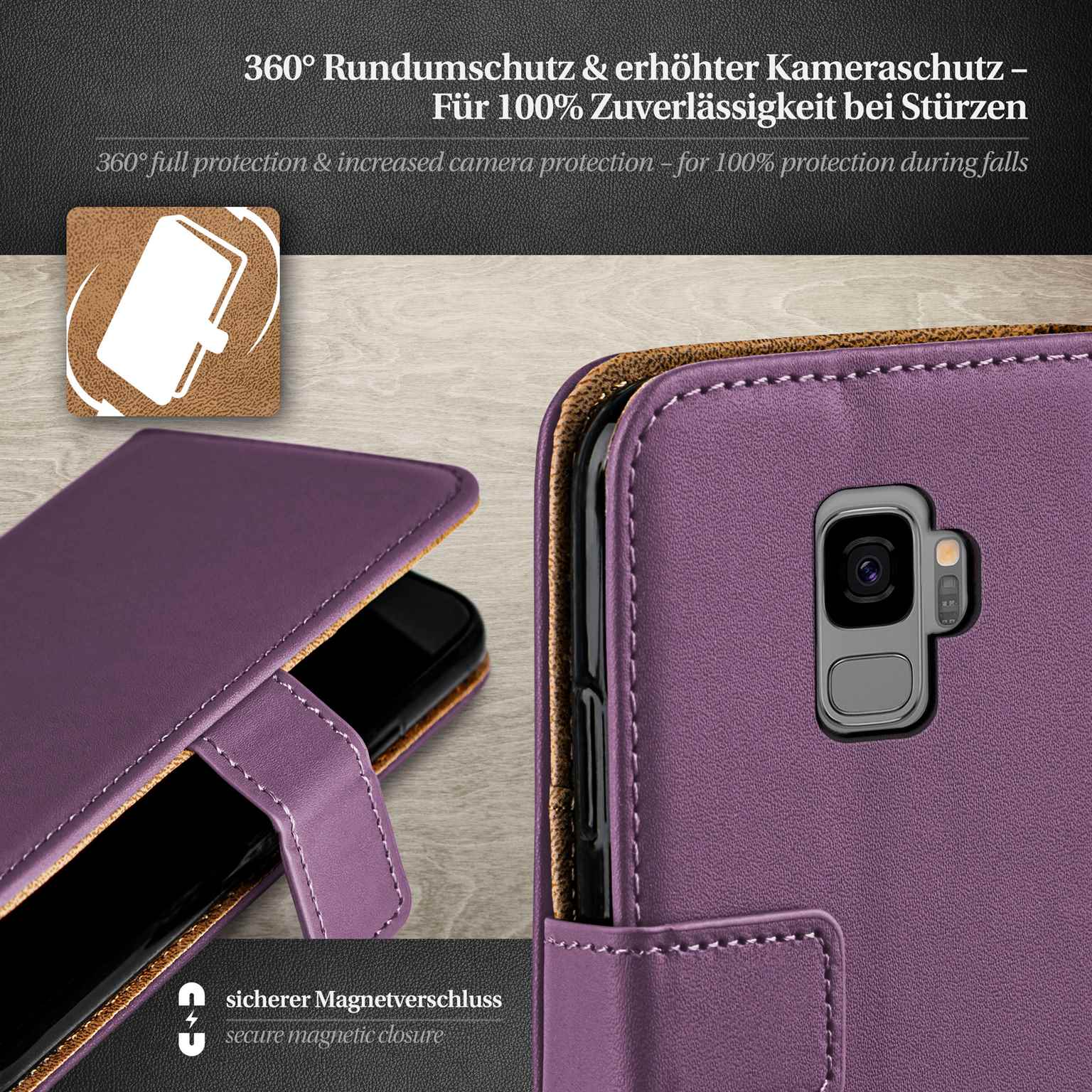 moex Book Case für Samsung Galaxy S9 Klapphülle mit Kartenfach – Weiteres Produktbild 3