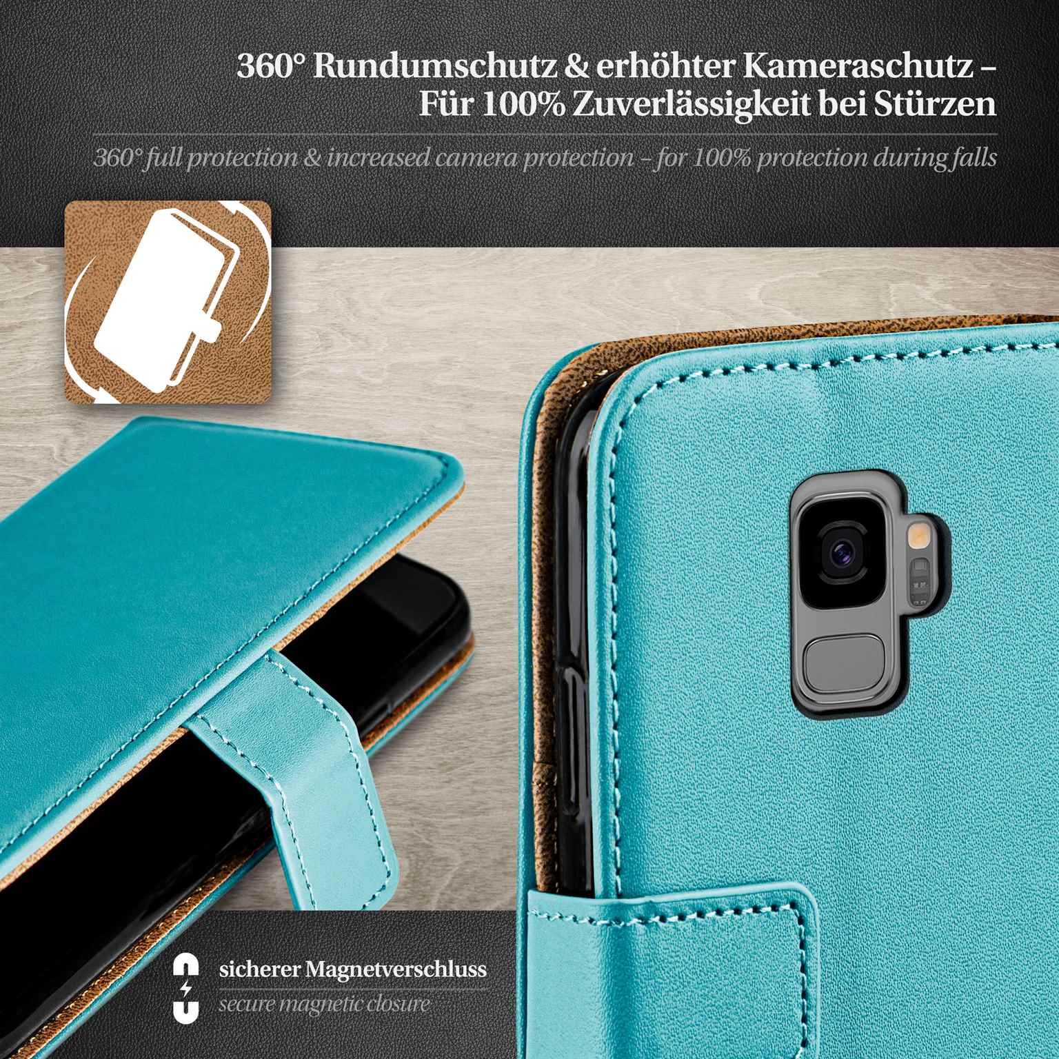 moex Book Case für Samsung Galaxy S9 Klapphülle mit Kartenfach – Weiteres Produktbild 3