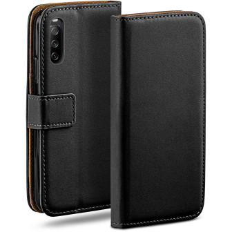 moex Book Case für Sony Xperia 10 III Klapphülle mit Kartenfach – Deep-Black