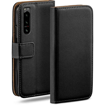 moex Book Case für Sony Xperia 5 IV Klapphülle mit Kartenfach – Deep-Black