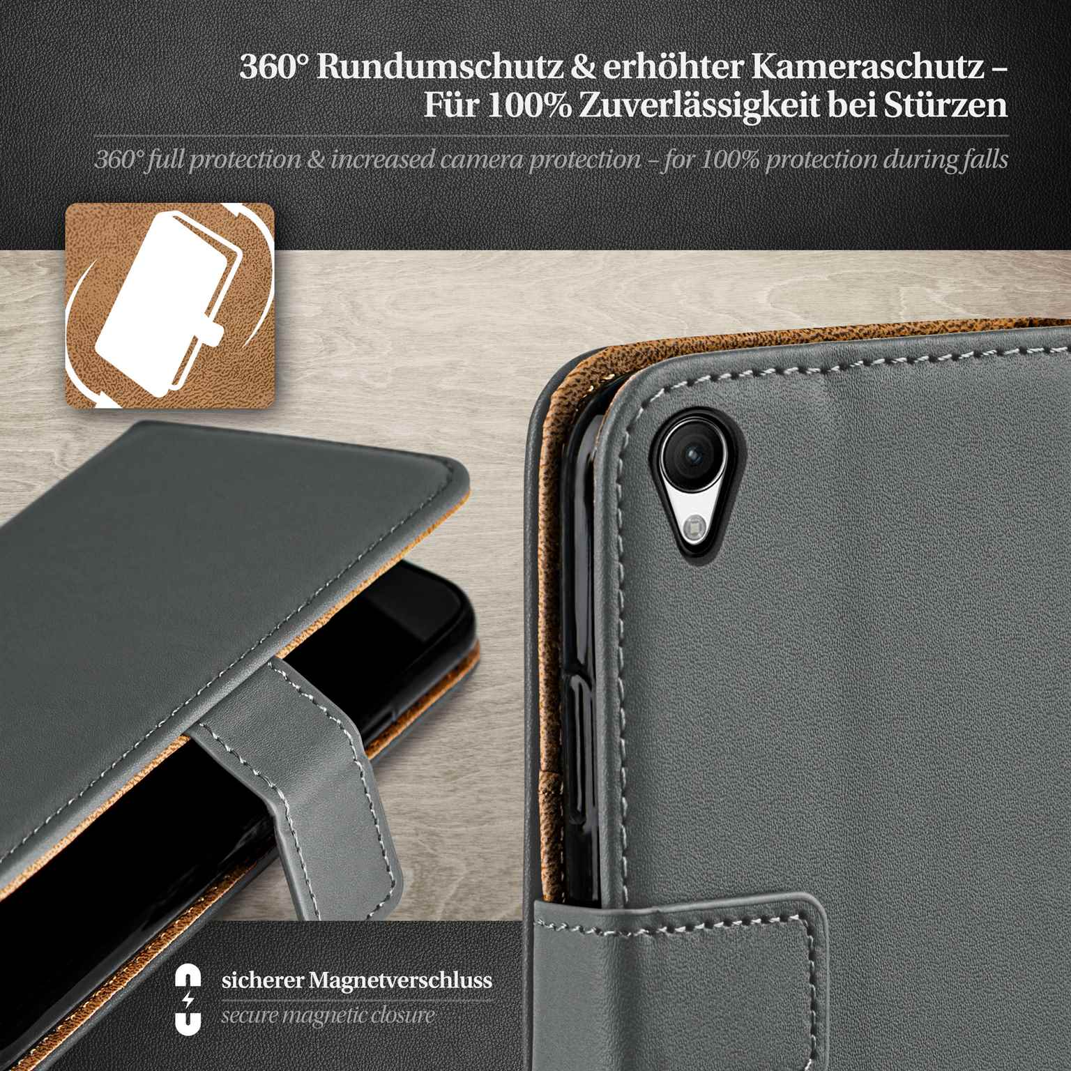 moex Book Case für Sony Xperia M4 Aqua Klapphülle mit Kartenfach – Weiteres Produktbild 3 moex Book Case für Sony Xperia M4 Aqua Klapphülle mit Kartenfach – Weiteres Produktbild 3