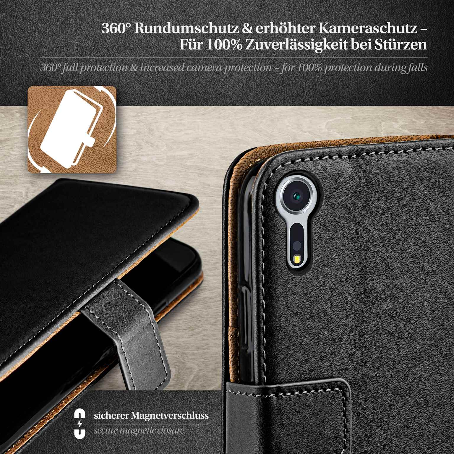 moex Book Case für Sony Xperia XZs Klapphülle mit Kartenfach – Weiteres Produktbild 2