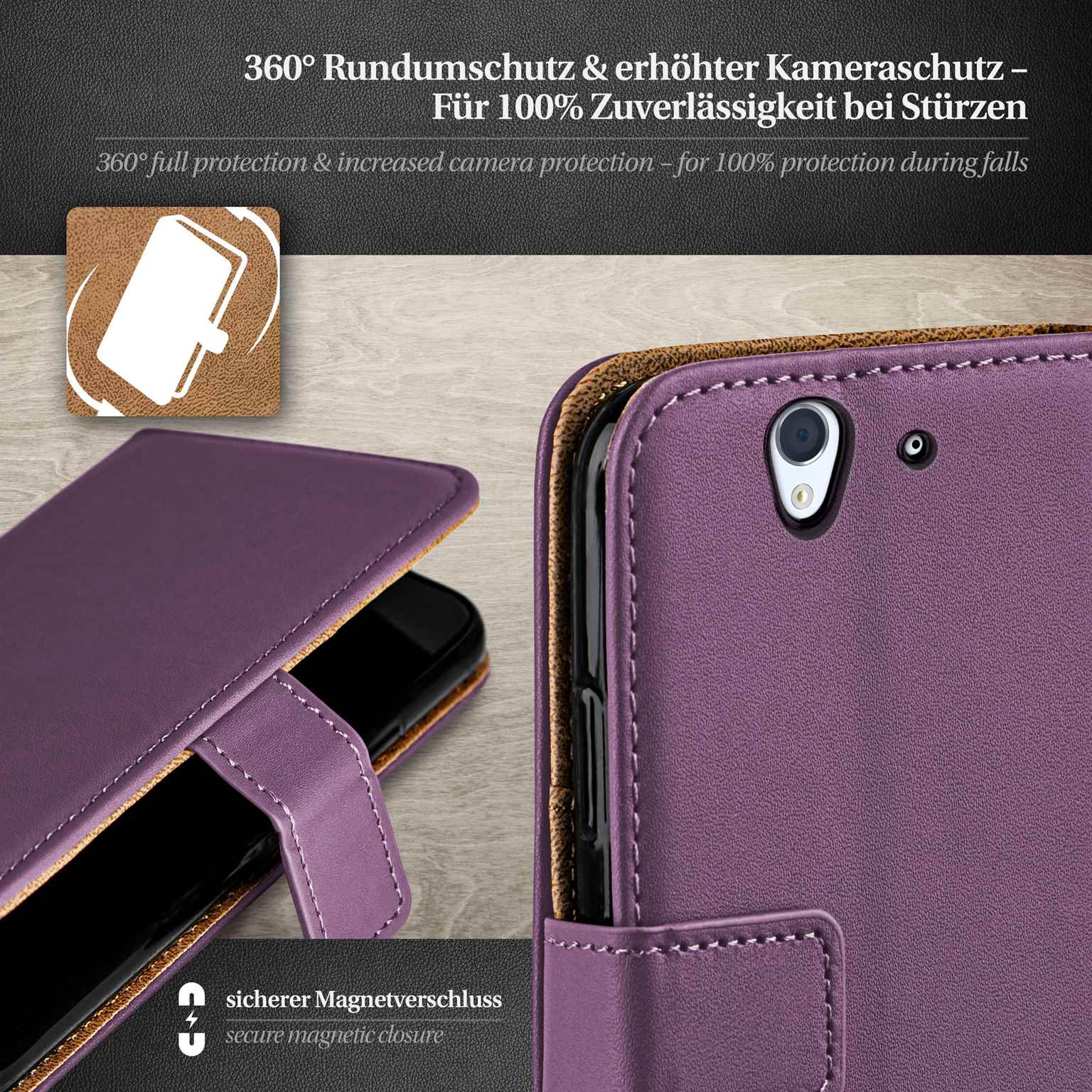 moex Book Case für Sony Xperia Z Klapphülle mit Kartenfach – Weiteres Produktbild 2