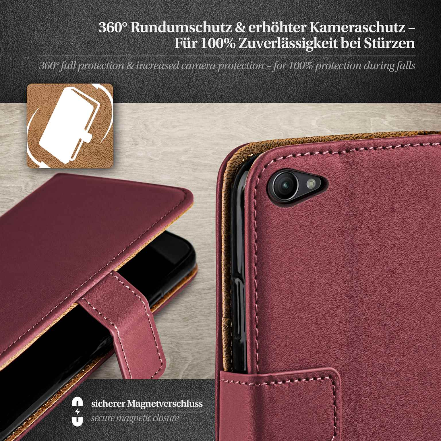 moex Book Case für Sony Xperia Z1 Compact Klapphülle mit Kartenfach – Weiteres Produktbild 2