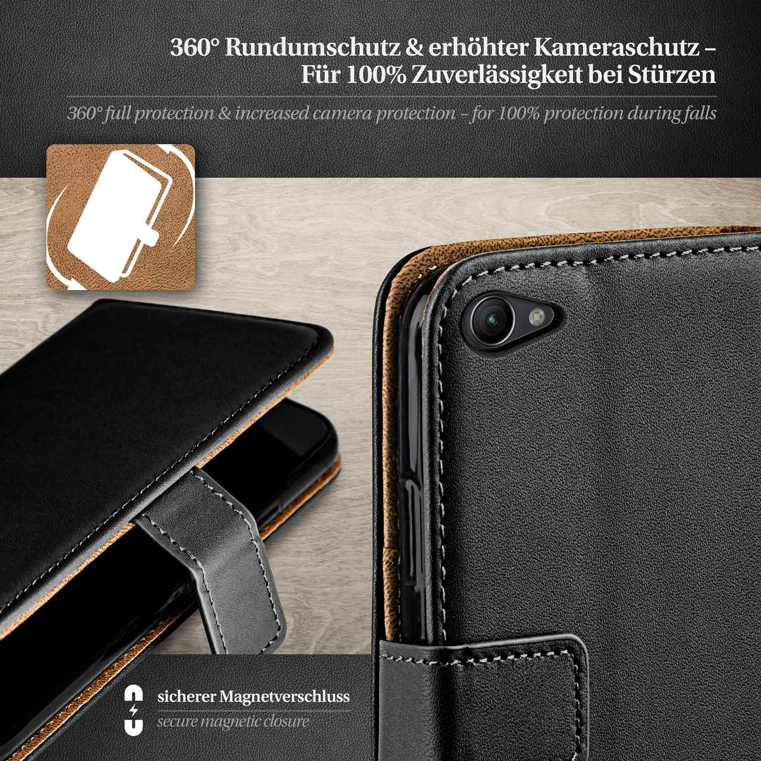 moex Book Case für Sony Xperia Z1 Compact Klapphülle mit Kartenfach – Weiteres Produktbild 2