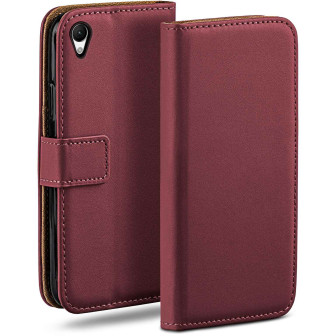 moex moex Book Case für Sony Xperia Z1 Klapphülle mit Kartenfach – Maroon-Red