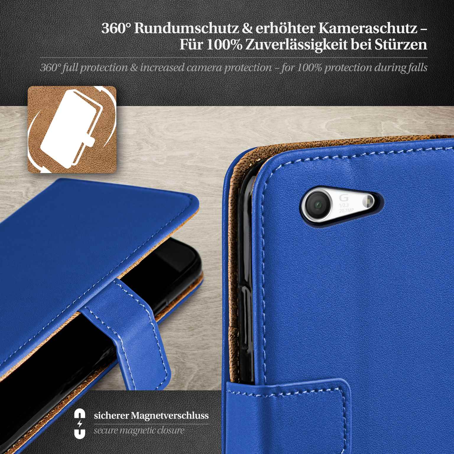 moex Book Case für Sony Xperia Z3 Compact Klapphülle mit Kartenfach – Weiteres Produktbild 2