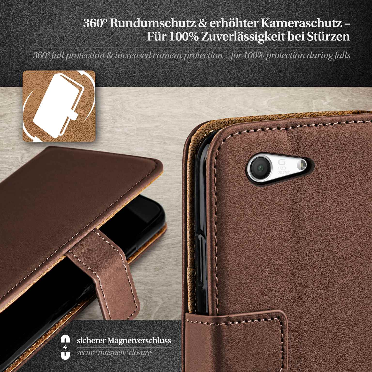 moex Book Case für Sony Xperia Z3 Compact Klapphülle mit Kartenfach – Weiteres Produktbild 3 moex Book Case für Sony Xperia Z3 Compact Klapphülle mit Kartenfach – Weiteres Produktbild 3