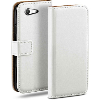 moex moex Book Case für Sony Xperia Z3 Compact Klapphülle mit Kartenfach – Pearl-White