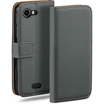 moex moex Book Case für Wiko Lenny Klapphülle mit Kartenfach – Anthracite-Gray