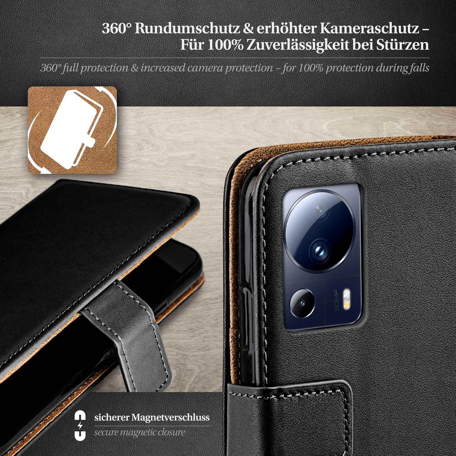 moex Book Case für Xiaomi 13 Lite Klapphülle mit Kartenfach – Weiteres Produktbild 3