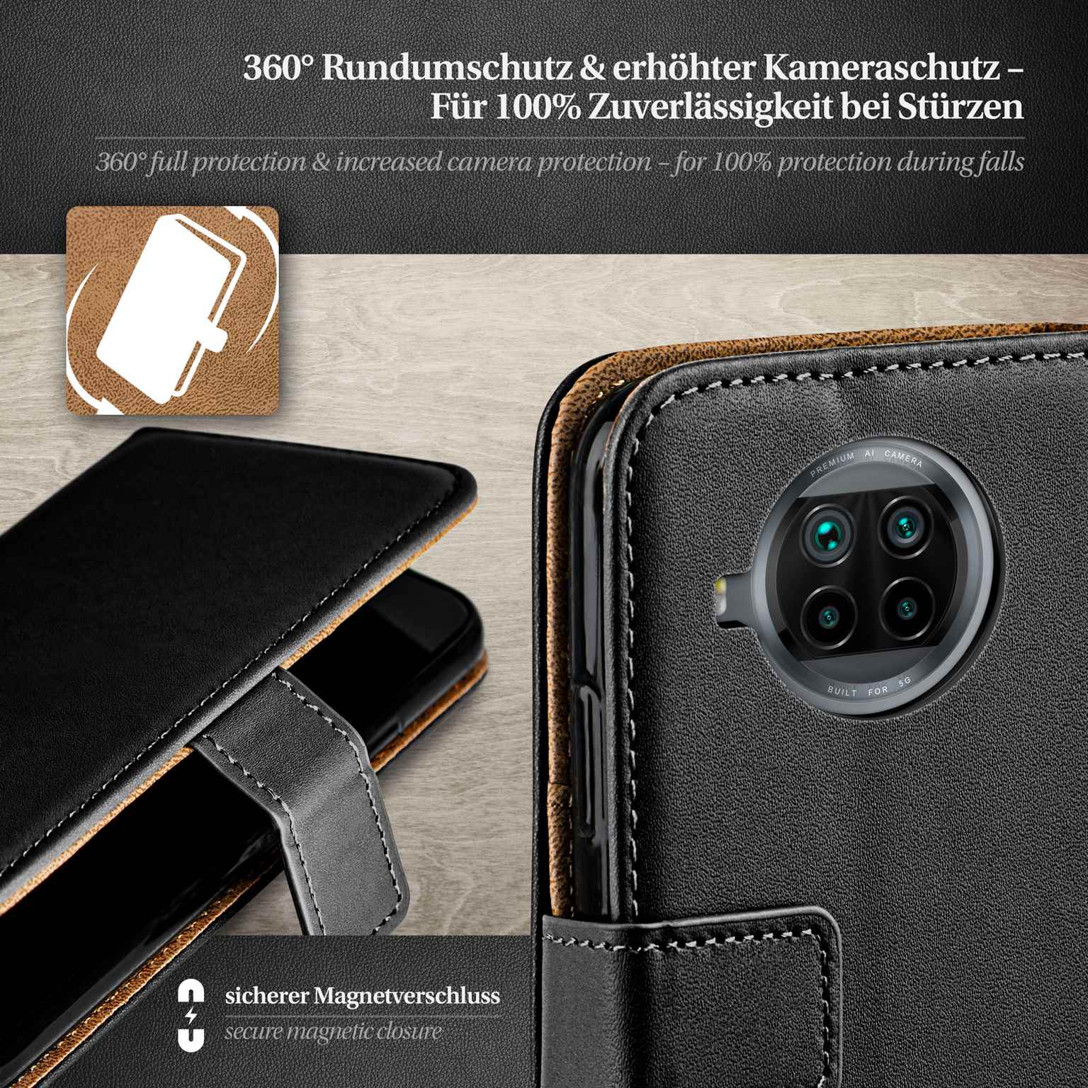 moex Book Case für Xiaomi Mi 10T Lite Klapphülle mit Kartenfach – Weiteres Produktbild 3