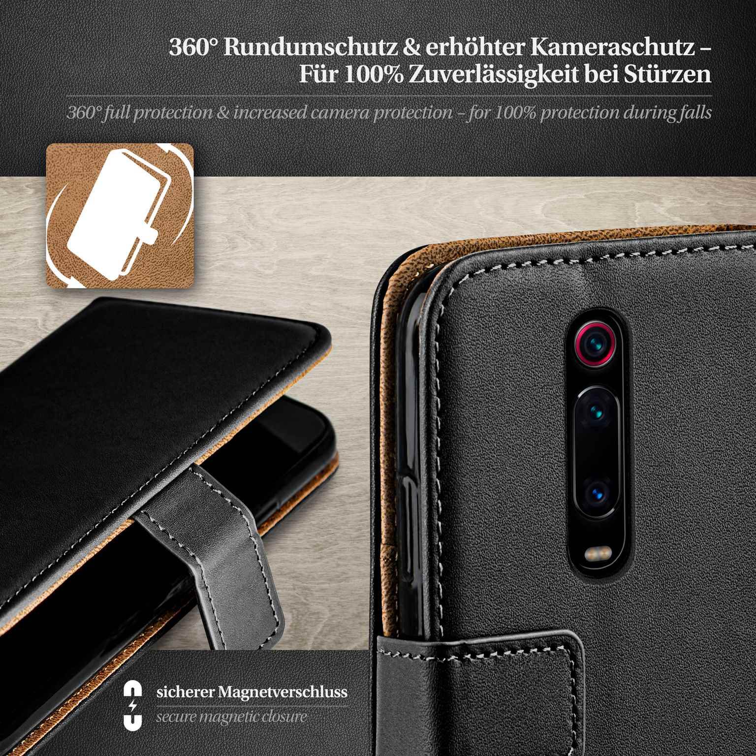 moex Book Case für Xiaomi Mi 9T Pro Klapphülle mit Kartenfach – Weiteres Produktbild 2