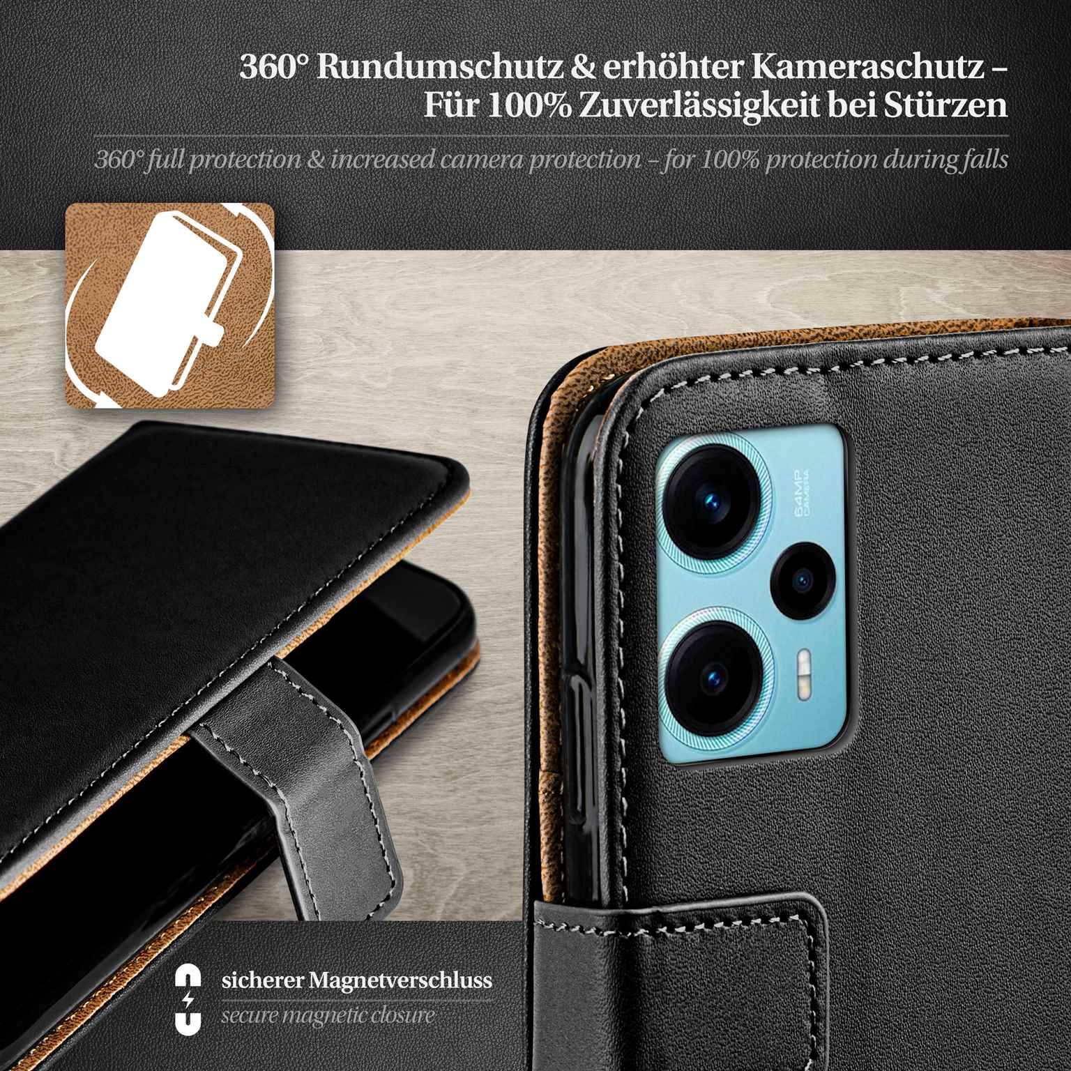 moex Book Case für Poco F5 Klapphülle mit Kartenfach – Weiteres Produktbild 3