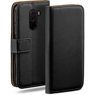 moex Book Case für Pocophone F1 Klapphülle mit Kartenfach – Deep-Black