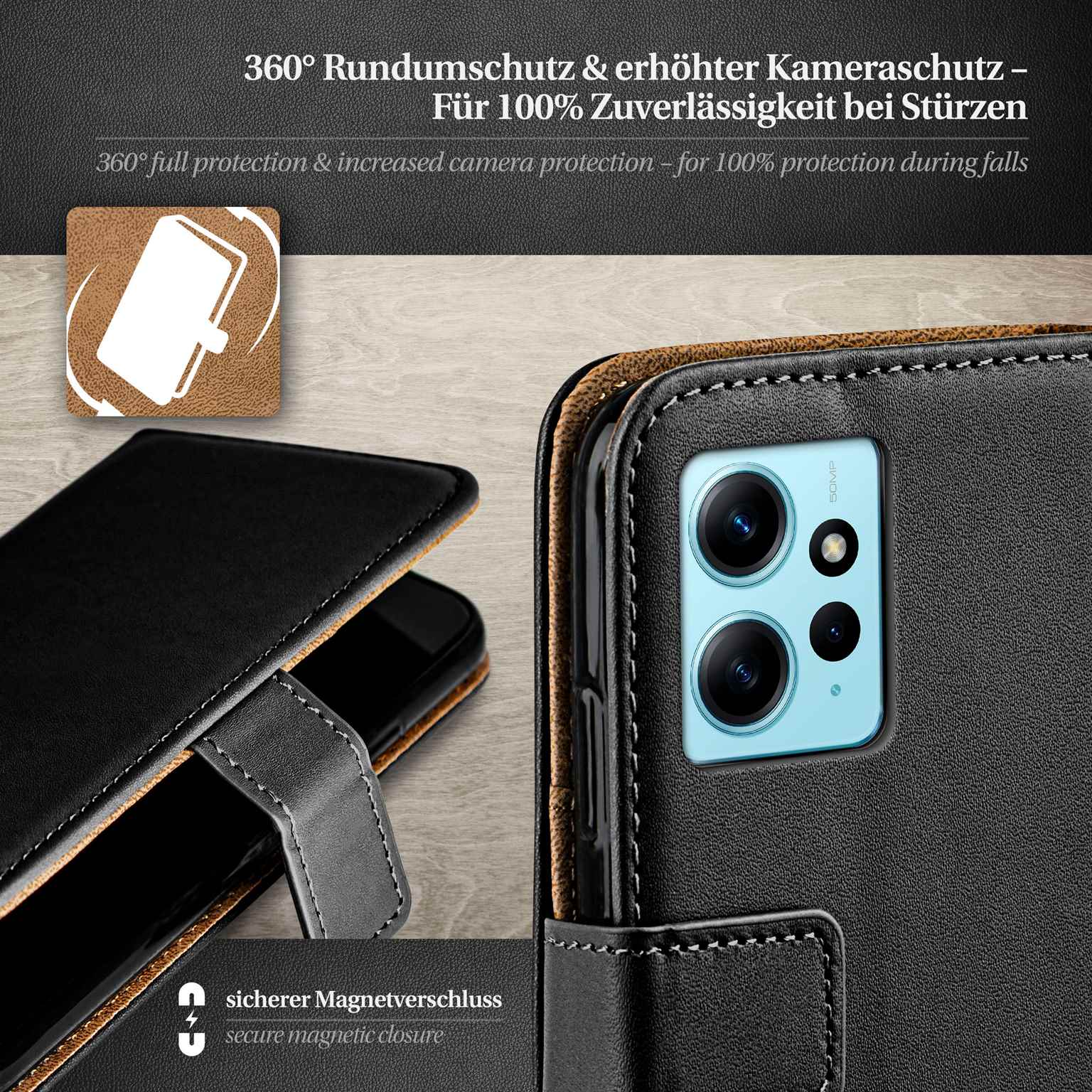 moex Book Case für Redmi Note 12 (4G) Klapphülle mit Kartenfach – Weiteres Produktbild 3 moex Book Case für Redmi Note 12 (4G) Klapphülle mit Kartenfach – Weiteres Produktbild 3