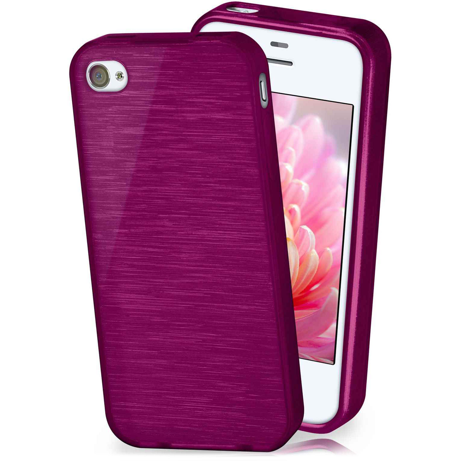 moex Brushed Case für iPhone 4 – Silikon Handyhülle, Backcover in Aluminium Optik Hauptbild