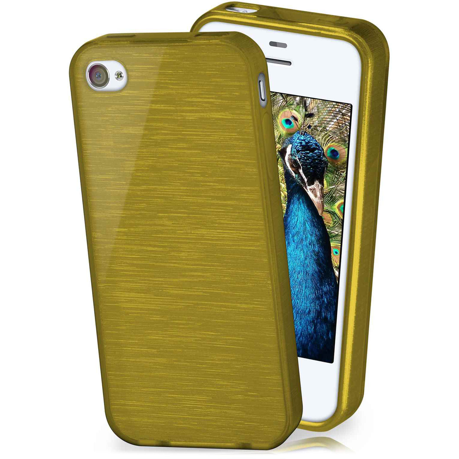 moex Brushed Case für iPhone 4 – Silikon Handyhülle, Backcover in Aluminium Optik Hauptbild