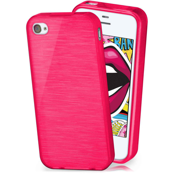 moex Brushed Case für iPhone 4S – Silikon Handyhülle, Backcover in Aluminium Optik – Weiteres Produktbild 1