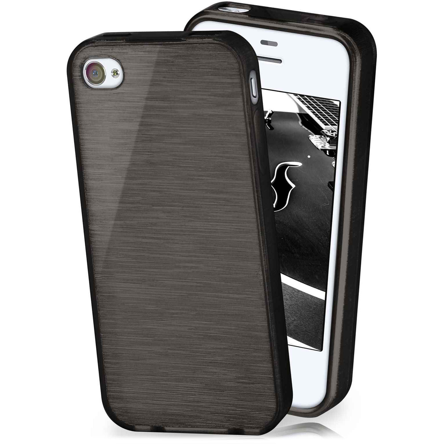 moex Brushed Case für iPhone 4S – Silikon Handyhülle, Backcover in Aluminium Optik Hauptbild