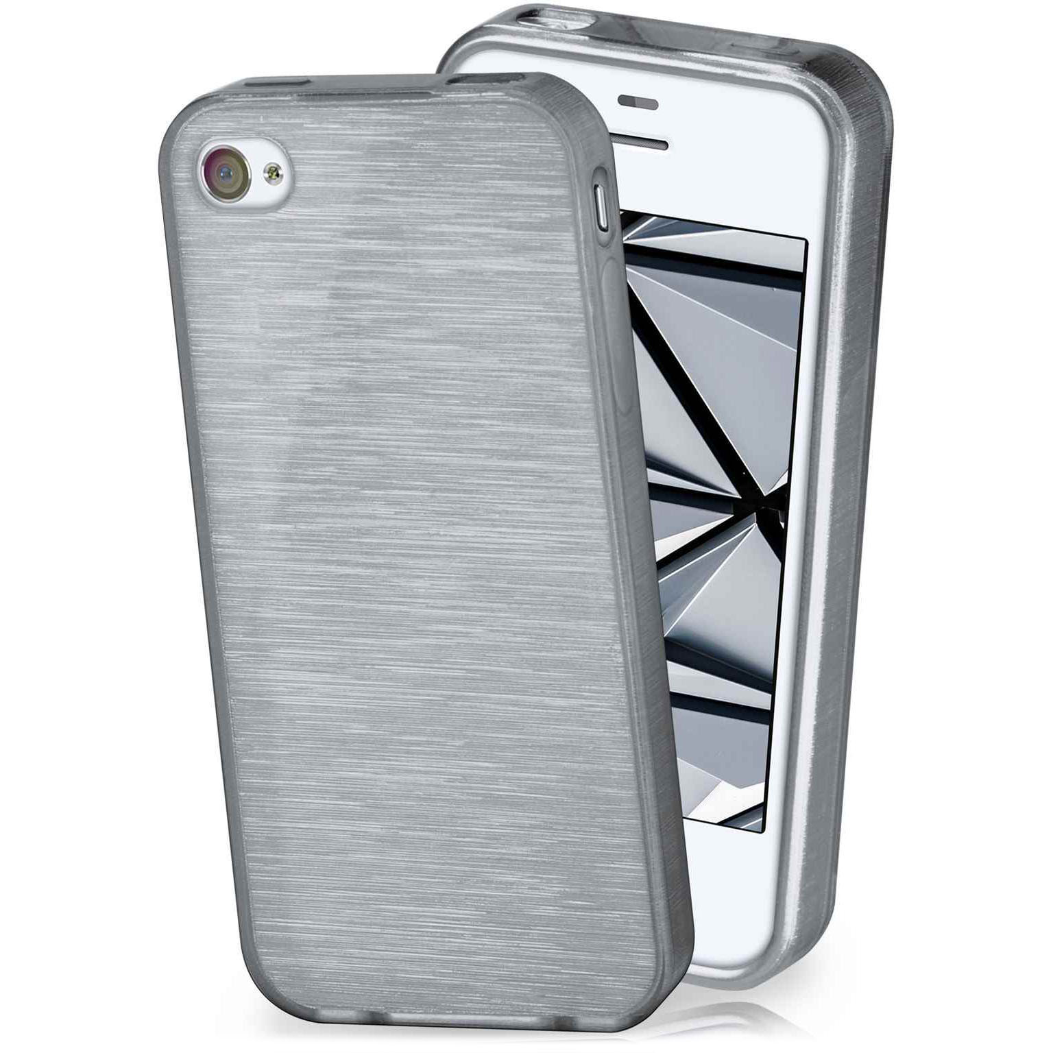 moex Brushed Case für iPhone 4S – Silikon Handyhülle, Backcover in Aluminium Optik Hauptbild