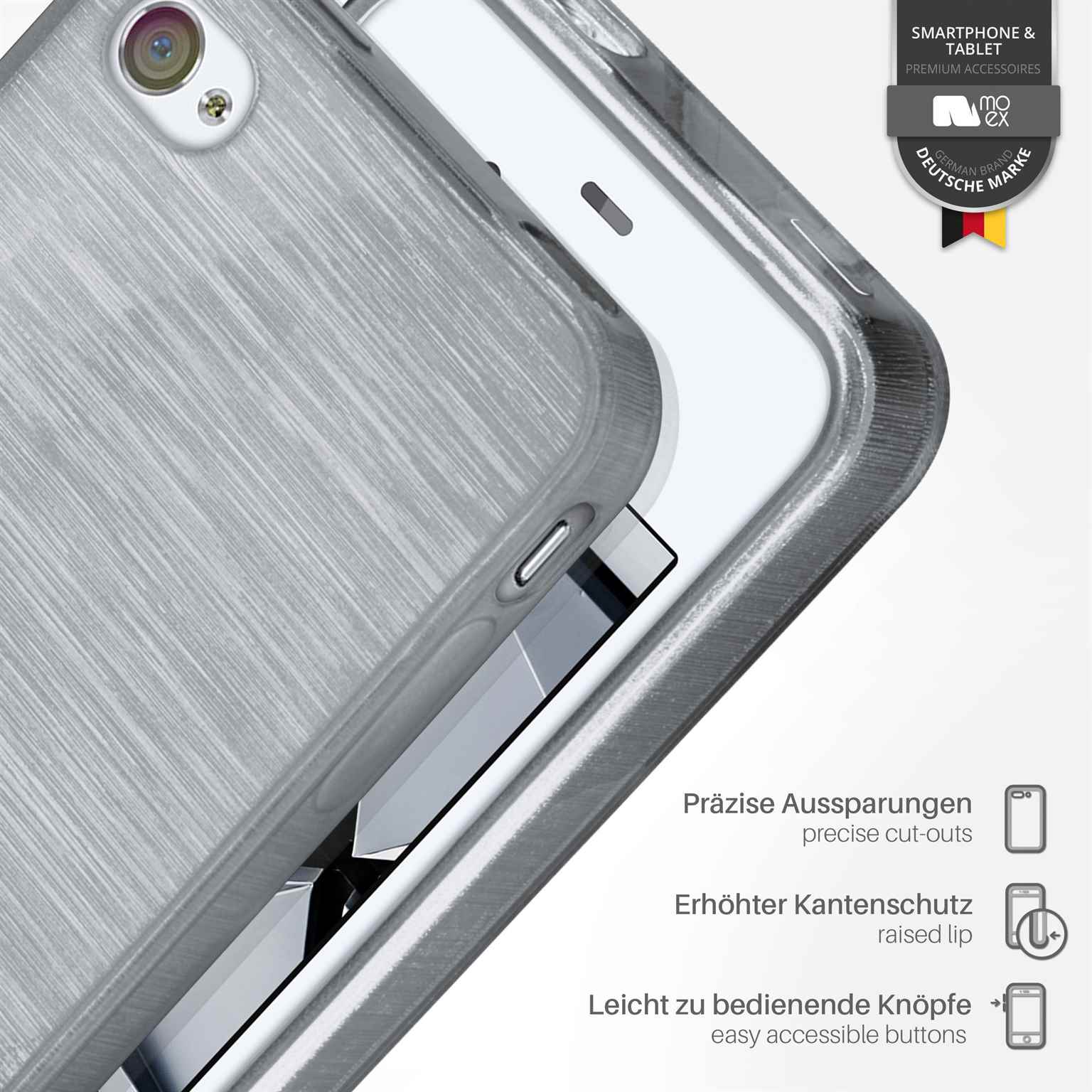 moex Brushed Case für iPhone 4S – Silikon Handyhülle, Backcover in Aluminium Optik – Weiteres Produktbild 2