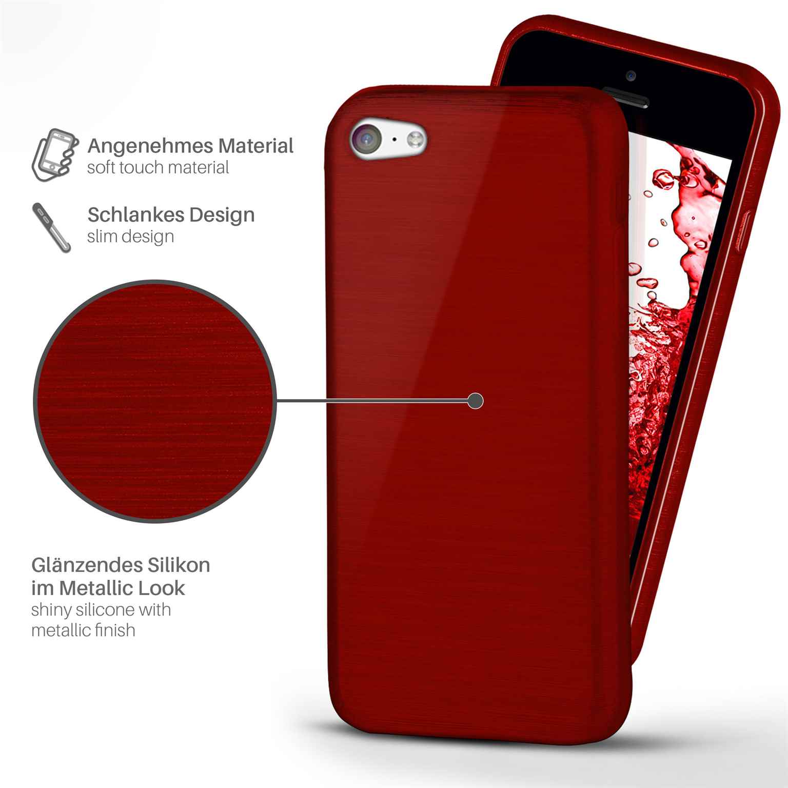 moex Brushed Case für iPhone 5c – Silikon Handyhülle, Backcover in Aluminium Optik – Weiteres Produktbild 1