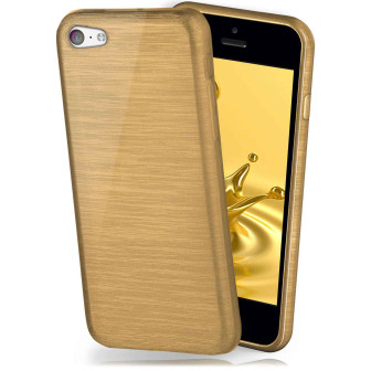 moex moex Brushed Case für iPhone 5c – Silikon Handyhülle, Backcover in Aluminium Optik – Ivory-Gold