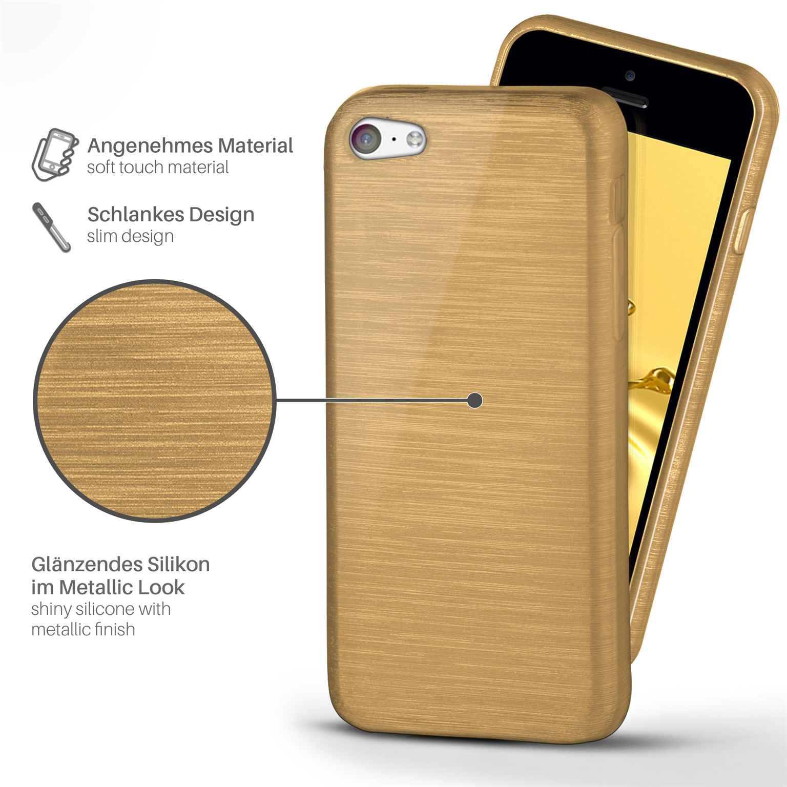 moex Brushed Case für iPhone 5c – Silikon Handyhülle, Backcover in Aluminium Optik – Weiteres Produktbild 1