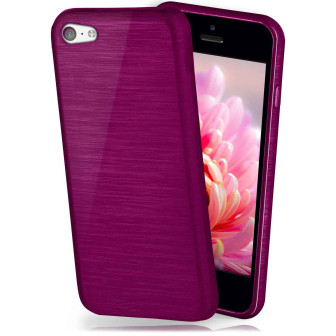 moex Brushed Case für iPhone 5c – Silikon Handyhülle, Backcover in Aluminium Optik – Purpure-Purple