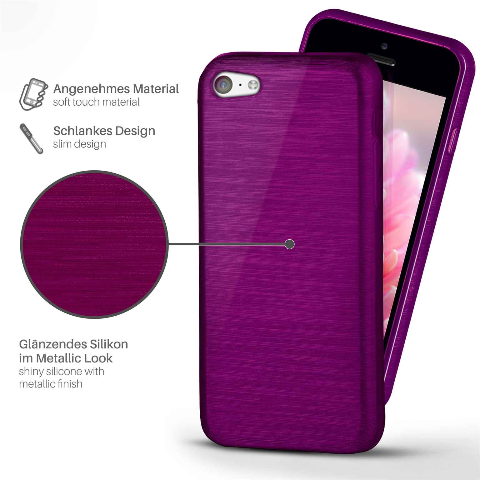 moex Brushed Case für iPhone 5c – Silikon Handyhülle, Backcover in Aluminium Optik – Weiteres Produktbild 1