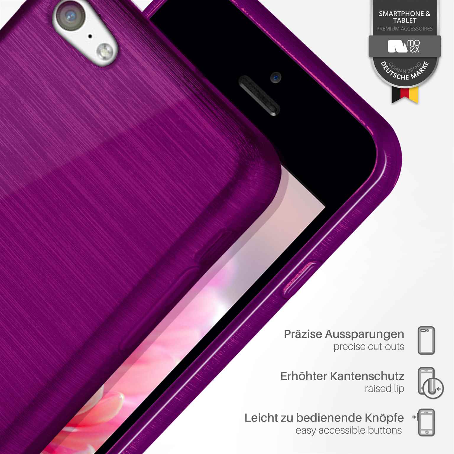 moex Brushed Case für iPhone 5c – Silikon Handyhülle, Backcover in Aluminium Optik – Weiteres Produktbild 2