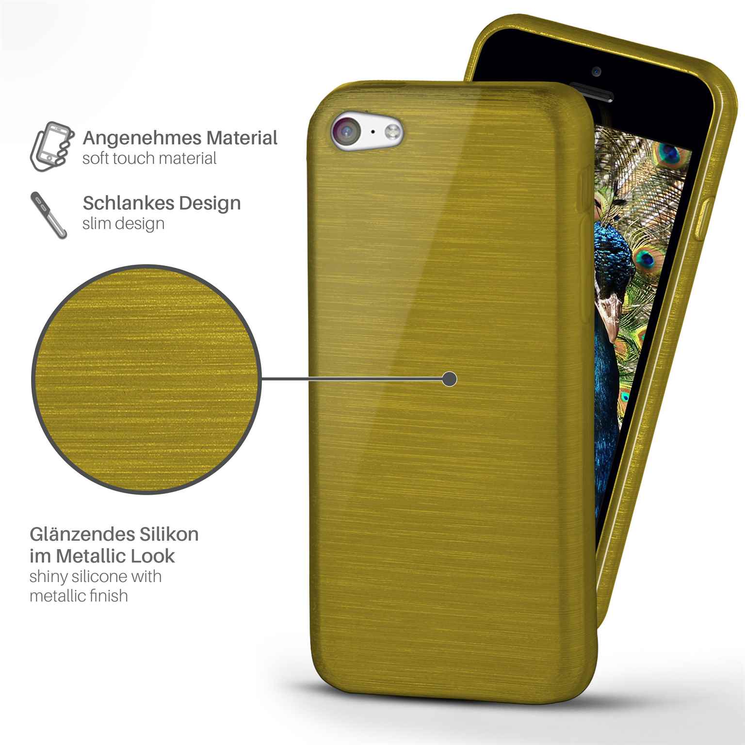 moex Brushed Case für iPhone 5c – Silikon Handyhülle, Backcover in Aluminium Optik – Weiteres Produktbild 1