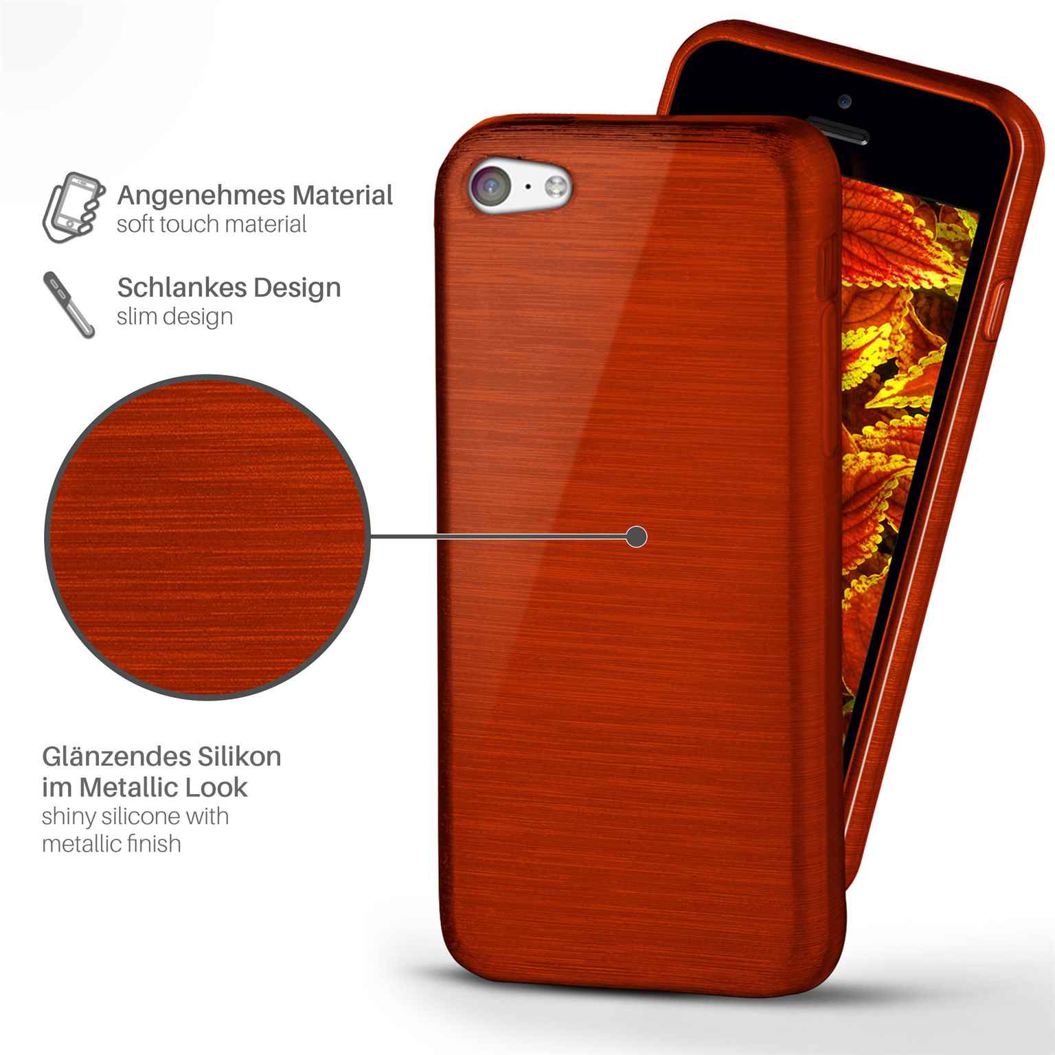 moex Brushed Case für iPhone 5c – Silikon Handyhülle, Backcover in Aluminium Optik – Weiteres Produktbild 1