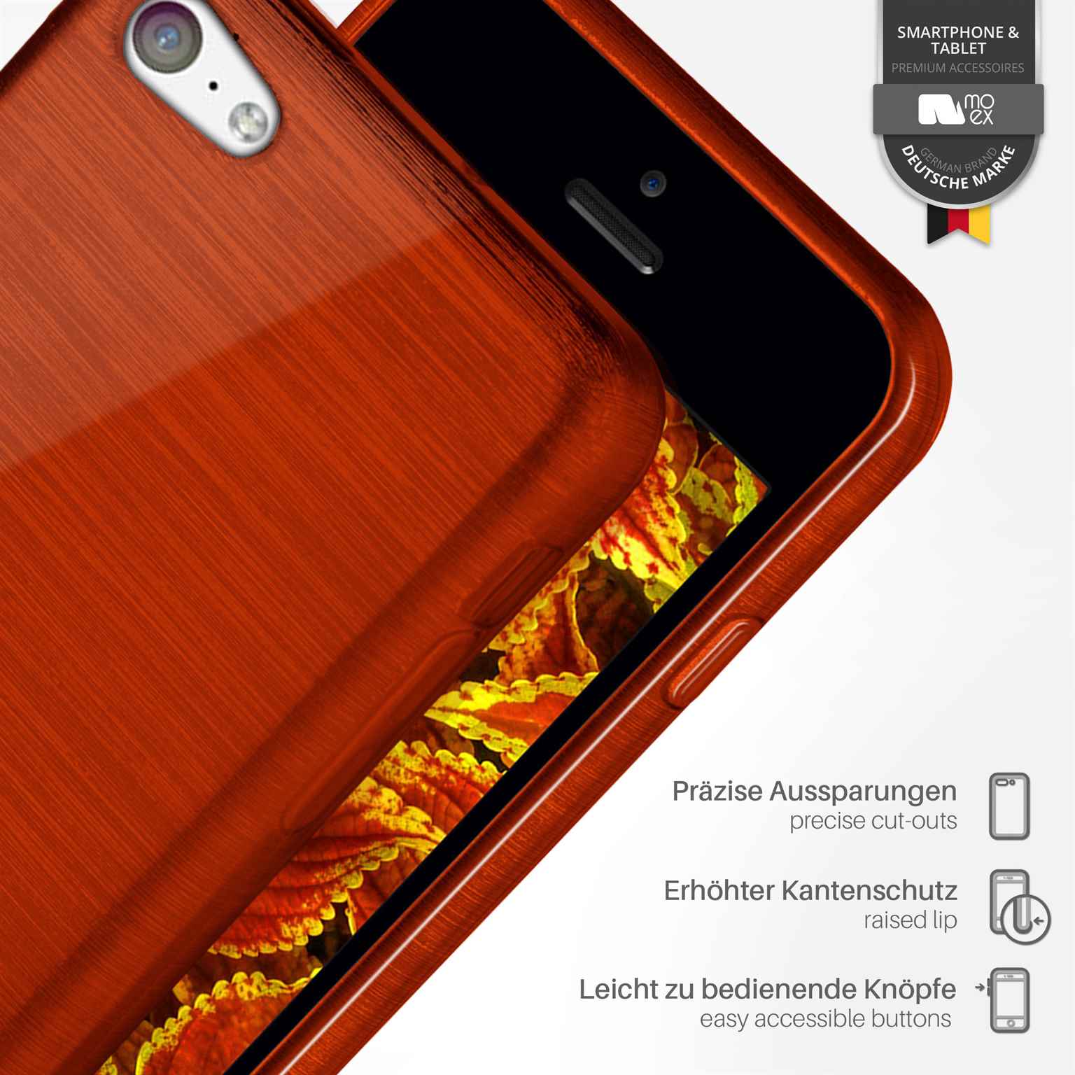 moex Brushed Case für iPhone 5c – Silikon Handyhülle, Backcover in Aluminium Optik – Weiteres Produktbild 2